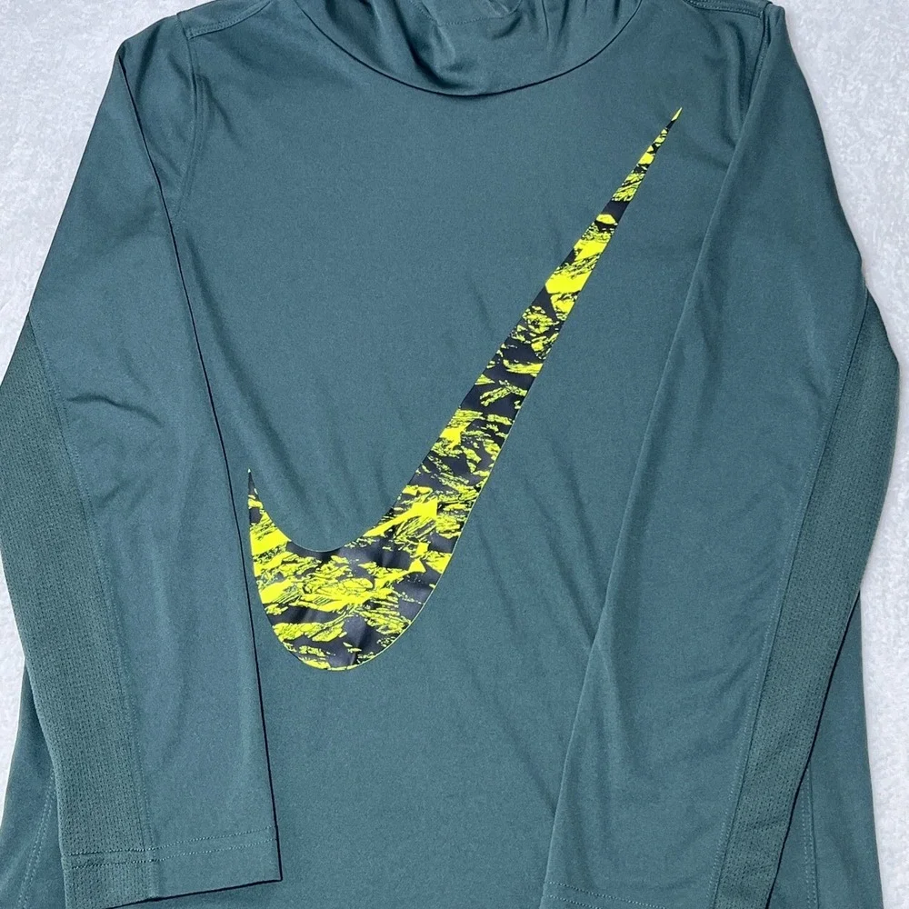 Nike Dri-Fit Womens Big Swoosh Pullover Hoodie Size‎ Large Green Lightweight Run